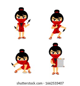 Dibujo de una joven vectora Ninja