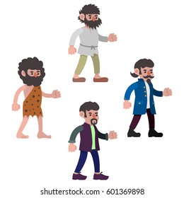 Cartoon set of people of different ages, male characters, male, isolated on white background, for animation
