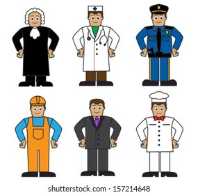 Cartoon set of people of different professions on a white background