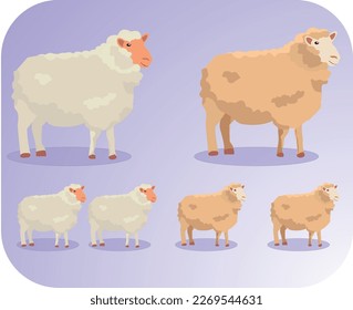 Cartoon set of sheep vector icons for web design