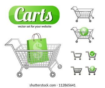 Cartoon set of shopping carts