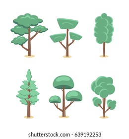 cartoon set of trees for design - vector illustration