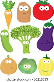 Cartoon set of vegetables.
