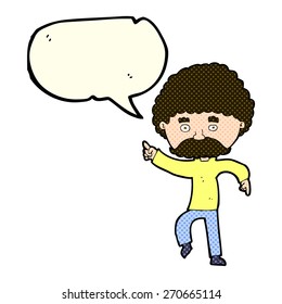 cartoon seventies style man disco dancing with speech bubble