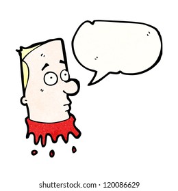 caricatura con la cabeza cortada con burbuja de habla
