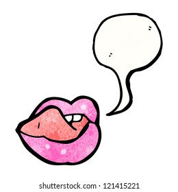 caricatura de labios sexys con burbuja de habla