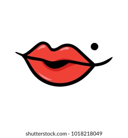 Cartoon Sexy Lips Vector Illustration