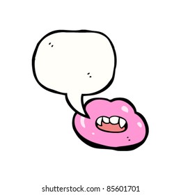 cartoon sexy vampire lips with speech bubble