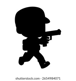 Hombre de sombra de dibujos animados Chibi Army Icon Digital
