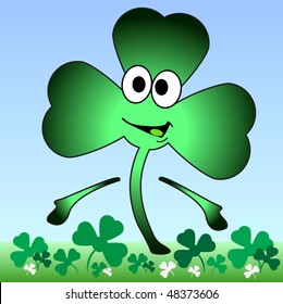 Cartoon Shamrock. Happy St. Patrick's Day.