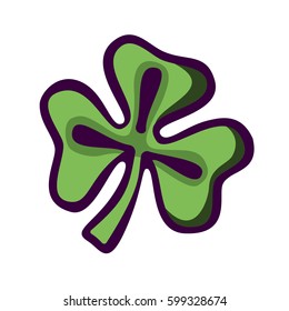 Cartoon shamrock. St. Patrick’s day. Vector image for your business and design. For postcards, cartoons, wallpapers, games, linen and clothing