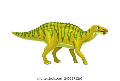 Cartoon Shantungosaurus dinosaur character. Isolated vector herbivorous dino from the late cretaceous period, characterized by its massive size, long neck, and duckbill-shaped mouth