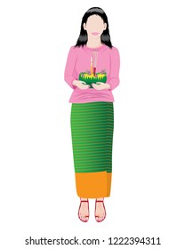 cartoon shape with cone Made from banana leaves in Thailand call 'Kratong' vector design