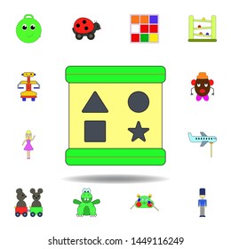 cartoon shape sorter blocks toy colored icon. set of children toys illustration icons. signs, symbols can be used for web, logo, mobile app, UI, UX
