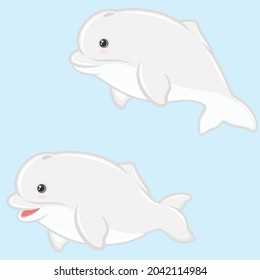 Cartoon shaped beluga vector design, Childish cartoon shaped aquatic mammal