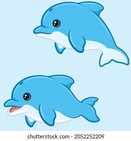 Cartoon Shaped Dolphin Vector Design, Childish Cartoon Shaped Aquatic Mammal