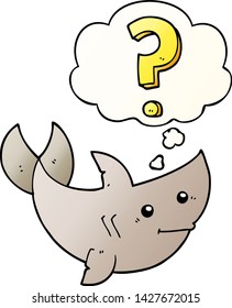 cartoon shark asking question with thought bubble in smooth gradient style