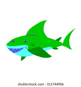 Cartoon shark flat mascot icon. The vector illustration for ui, web games, tablets, wallpapers, and patterns.
