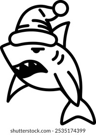 A cartoon shark with a hat on his head