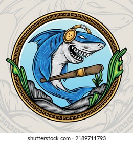 Cartoon Shark Illustration. Premium vector