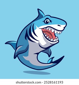 Cartoon Shark Illustration with Sharp Teeth