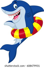 Cartoon shark with inflatable ring