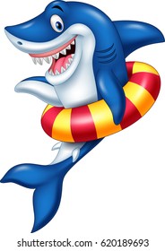 Cartoon shark with inflatable ring