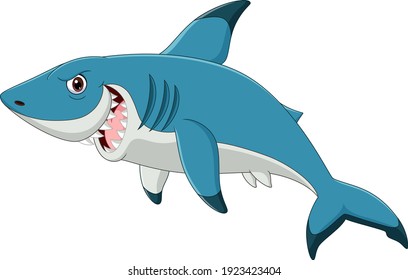 Cartoon shark isolated on white background