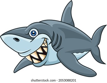 Cartoon shark isolated on white background