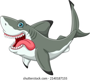 Cartoon shark isolated on white background