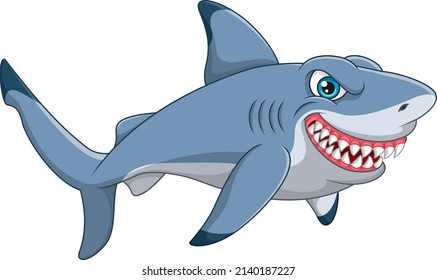 Cartoon shark isolated on white background