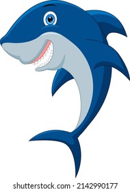 Cartoon shark isolated on white background