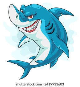 Cartoon shark isolated on white background