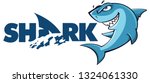 Cartoon Shark logo and mascot isolated on white background - Vector