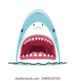 Cartoon of a shark with an open mouth animal