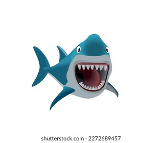 Cartoon shark with open mouth on a white background. Vector illustration