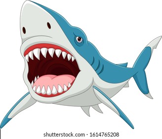 Cartoon shark with opened mouth