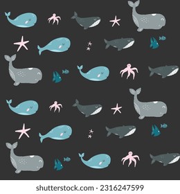 Cartoon shark pattern for background