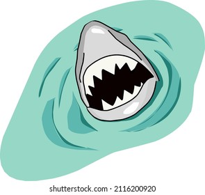 cartoon shark and ripple decorative element