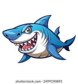 a cartoon shark with sharp teeth