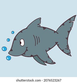 cartoon shark with some bubbles from the mouth