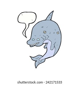tiburón caricaturista con burbuja de habla