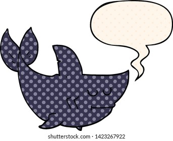 cartoon shark with speech bubble in comic book style