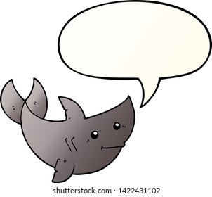 cartoon shark with speech bubble in smooth gradient style