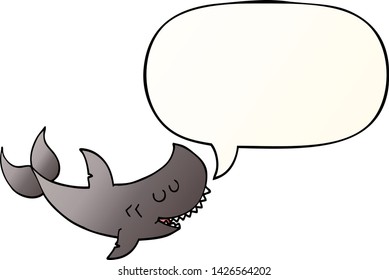 cartoon shark with speech bubble in smooth gradient style
