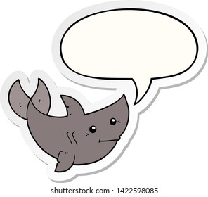 tiburón caricaturista con pegatina de burbuja de habla