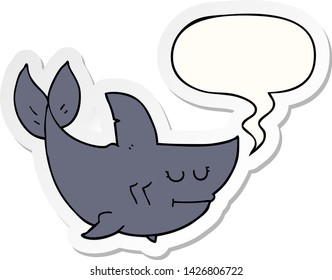cartoon shark with speech bubble sticker
