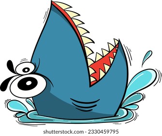 cartoon shark splash water vector illustration.