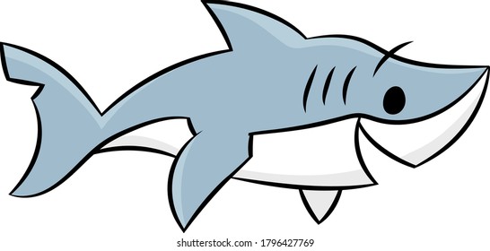 Cartoon shark swimming underwater vector illustration for children
