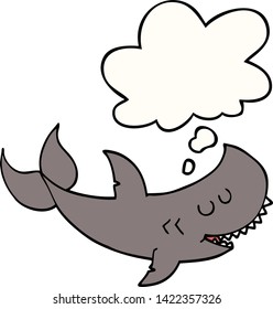 tiburón caricaturista con burbuja de pensamiento